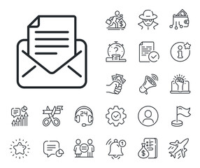 Wall Mural - Read Message sign. Salaryman, gender equality and alert bell outline icons. Mail correspondence line icon. E-mail symbol. Mail correspondence line sign. Spy or profile placeholder icon. Vector