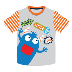 Canvas Print - boys t shirt little monster cartoon print 