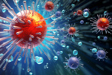 Poster - Abstract depiction of precision drug delivery at the cellular level, showcasing advancements in targeted therapies.