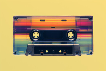 Fototapete - A nostalgic representation of a pixelated cassette tape, symbolizing the era of retro audio technology.