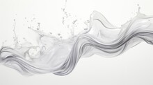 Banner With Abstract Background Explosion Of Silver Ink, Paint In Water On White Background