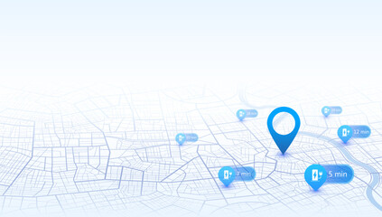 Location EV charging station location mark on gps navigation map a lot with fast supercharger station. Path turns and destination tag or mark. Huge city top view Tracking path, route. vector isometric