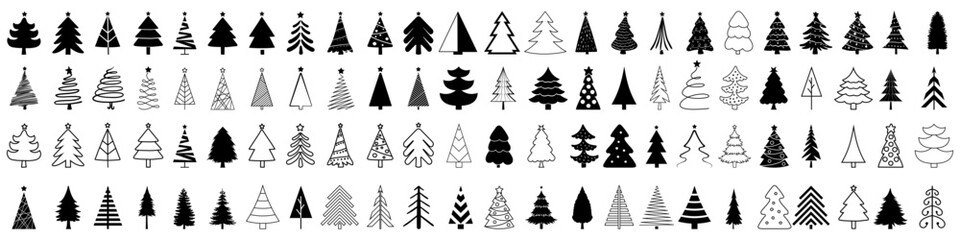 Wall Mural - Christmas tree vector icon set. New year illustration sign collection. Winter symbol.