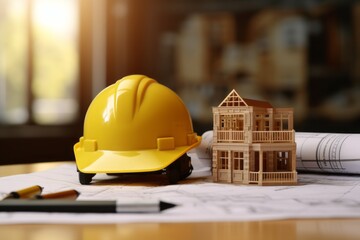 construction helmet on a wooden background