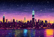 graphic impression of new york in the evening