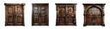 Fototapeta Boho - A set of antique wooden doors. Isolated PNG cutout.