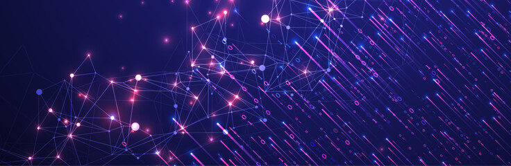 Technology background. Big data concept. Binary computer code. Hand drawn vector illustration.