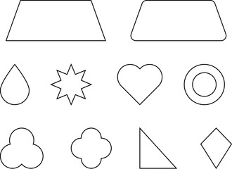 Geometric shapes. Outline geometric shapes. Outline design of border for basic geometric shapes. Basic figure for education. Vector illustration