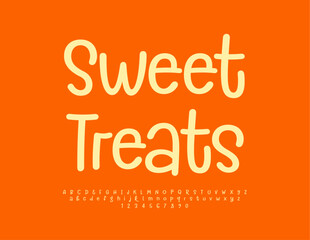 Poster - Vector funny advertisement Sweets Treats. Creative handwritten Font. Set of trendy Alphabet Letters and Numbers