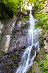 Wall Mural - travel to georgia - stone wall of makhuntseti waterfall in adjara on autumn day