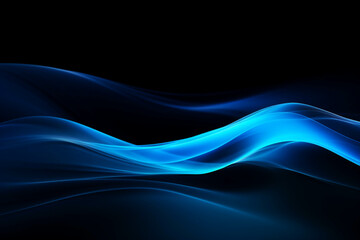 Wall Mural - curved blue neon light wave.