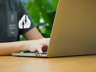 Wall Mural - login to the cloud, security for receiving and sending data on large databases on the internet.