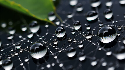 Wall Mural - water drops on a leaf, drops of water with leaf, fruit with drops of water