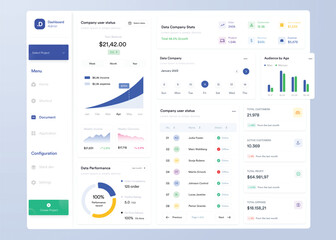  UI UX Infographic dashboard. UI design with graphs, charts and diagrams. Web interface template