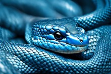 blue viber snake closeup face-