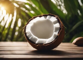 close up view of raw and fresh coconut 

