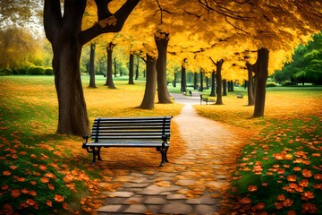 Sticker - *beautiful park with bench- 