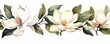 watercolor white magnolia flower and leaf bouquet clipart collection isolated on white background, Generative AI