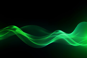Wall Mural - curved green neon light wave.