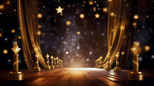 Gold Bokeh Awards Glamour Background For Oscar Ceremony