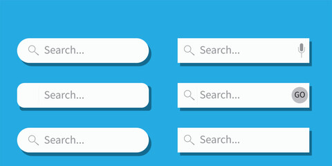 Wall Mural - Search here. Search bar for ui. Search bar vector icons in flat design, isolated on transparent background. Vector illustration