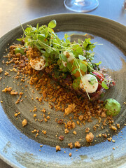 Canvas Print - Tartare de bœuf, crumble et herbes fraiches 