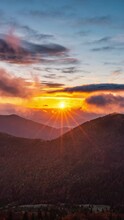 Magic Light Of Sunrise In Autumn Mountains Nature Vertical Time Lapse