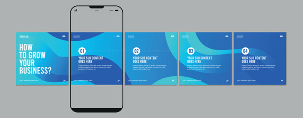 Wall Mural - set of linkedin carousel post, editable social media instagram carousel post, modern and creative bu