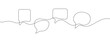 Messages, speech bubble vector continuous line drawing icons. Hint, conversation icon.