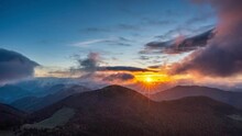 Fast Clouds In Carpathians Mountains Beautiful Nature In Autumn Morning Sunrise Time Lapse