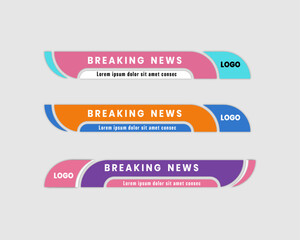 Wall Mural - Colorful simple clean geometric lower third banner template design  Vector , streaming , sport news
