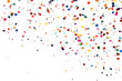 Flying colorful confetti on transparent background