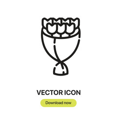 Leinwandbilder - Bouquet icon vector. Linear-style sign for mobile concept and web design. Bouquet symbol illustration. Pixel vector graphics - Vector.	