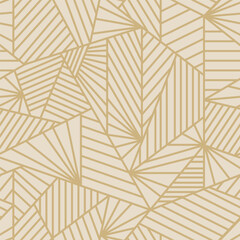 Grid pattern of geometric shapes and stripes in beige color inspired in art deco. Vector seamless pattern design for textile, fashion, paper, packaging, wrapping and branding