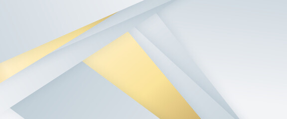 Wall Mural - white and gold abstract background with shapes abstract modern white background paper cut style with