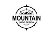 Mountain adventure logo windrose icon symbol rounded shape.
