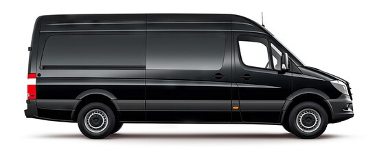 Wall Mural - black van being transported on white background with path copy space image place for adding text or 
