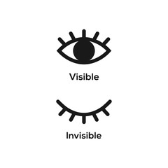 Wall Mural - Hidden and view eye icon vector. Seen and unseen eye icon set. Visible invisible icon symbol collection