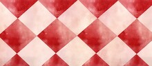Circus Themed Or Vintage Party Seamless Pattern With Red Watercolor Checkers Copy Space Image Place For Adding Text Or Design