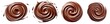 Collection of PNG. Top view of Chocolate swirl isolated on a transparent background.