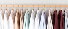 Clean shirt hangers in laundry closeup Copy space image Place for adding text or design