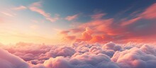 Gorgeous Sunset With Pink Clouds On A Colorful Cloudy Sky Copy Space Image Place For Adding Text Or Design