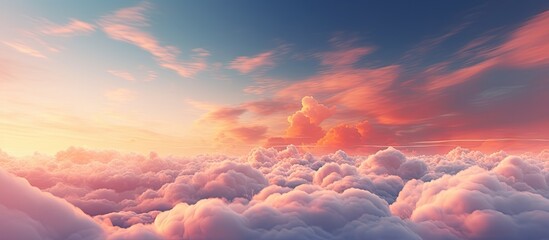 gorgeous sunset with pink clouds on a colorful cloudy sky copy space image place for adding text or 