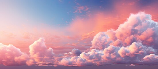 Wall Mural - gorgeous sunset with pink clouds on a colorful cloudy sky copy space image place for adding text or 
