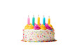 © Ян Заболотний - Colorful Birthday Cake With Candles, Isolated On White, Transparent White Background, Png.