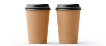 Mockup Collection Of Coffee Packaging Templates In Medium Sized Take Away Craft Cups Isolated On A White Background With Clipping Path Copy Space Image Place For Adding Text Or Design