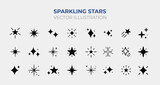 Fototapeta  - Sparkling Stars. Retro futuristic sparkle icons collection. Set of star shapes. Abstract cool shine effect sign vector design. Templates for design, posters, projects, banners, 