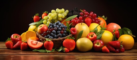 Wall Mural - Assorted fresh fruit Copy space image Place for adding text or design