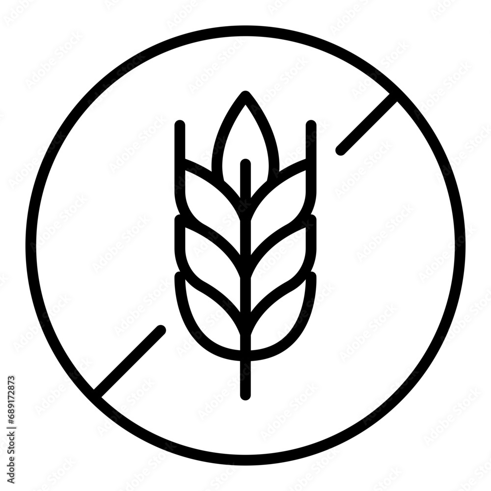 Image vectorielle Stock Black single round gluten free badge thin line ...