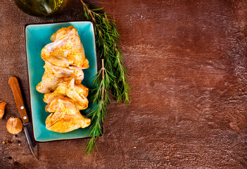 Wall Mural - Marinated chicken wings with spice